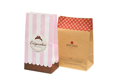 Natural Sustainable Bakery Packaging Bags / Food Grade Brown Paper Bags